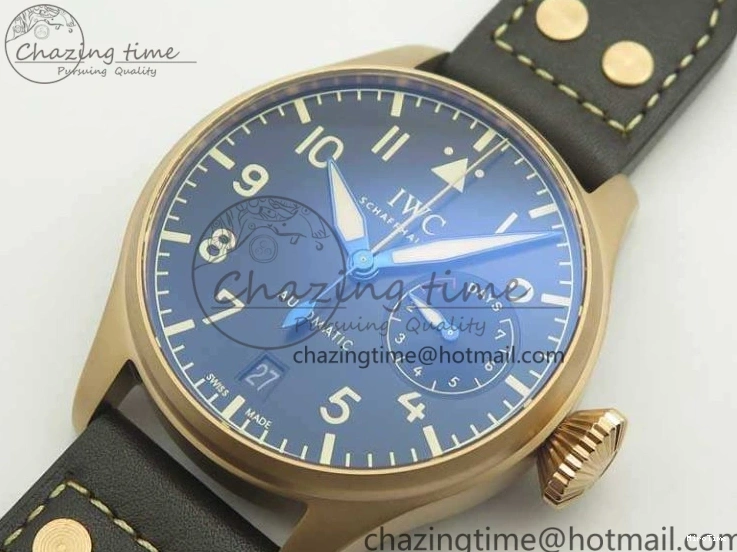 MIROTIME 0823 Big Pilot IW510301 Satin-Polished RG YLF Best Edition Black Dial On Leather Strap A Flexible 7222